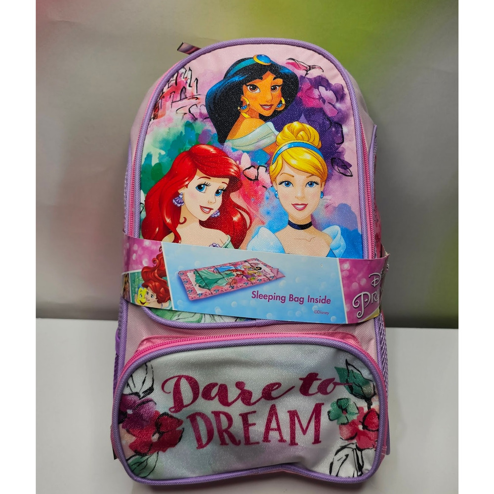 Disney 2pc Oxford Sleeping Bag Kit with Cinderella, Belle, Ariel,  Rapunzel NWT
